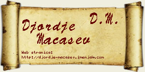 Đorđe Maćašev vizit kartica